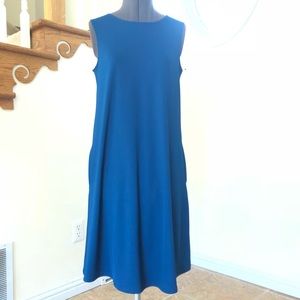 Teal Kasper sleeveless shift dress